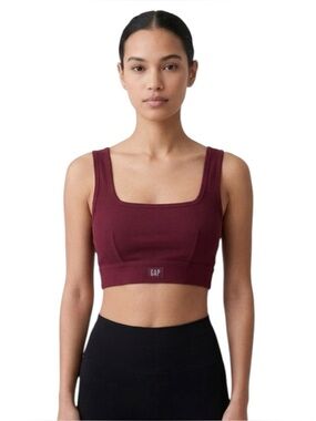 GapBody Cotton Rib Bralette Burgundy XS NWT